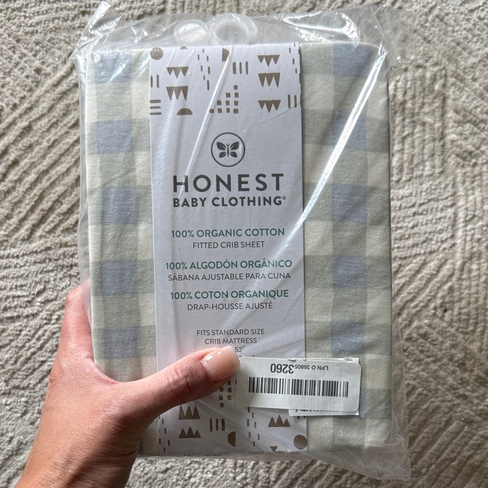 The Honest Company Organic Cotton Fitted Crib Sheet - Gray and Cream